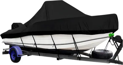 Produktbild von Boot Abdeckplane Mittelkonsole 488–564 cm - Wasserdicht & UV-beständig - 600D Marine Oxford Gewebe - Für 16–18.5 ft Boote - Schwarz