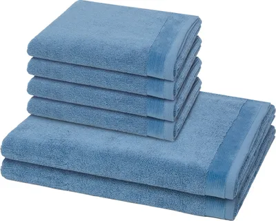 Produktbild von Möve Premium 4 X Handtuch 2 X Duschtuch im Set Flauschige Handtücher aus 100% Premium-Baumwolle, Weiche Chenillebordüre für eleganten Look, Hochwertiger Kordelaufhänger für einfache Handhabung