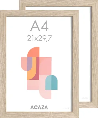 Produktbild von ACAZA Set Von 2 Bilderrahmen - A4 Format - Fotorahmen Aus MDF Holz - Hell Eiche Farbe