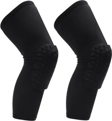 Produktbild von 2er-Pack Knieschoner, Unisex, verlängerte, wabenförmige Antikollisions-Kompressions-Knieabdeckung, Basketball-Schwarz, Größe M