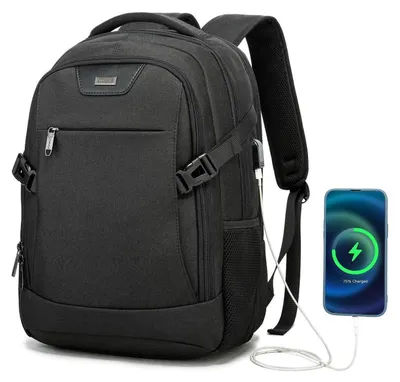 Image de Sac à dos étanche anti-vol, pour ordinateur portable de 15,6 pouces, modèle homme, idéal pour le travail, couleur noire