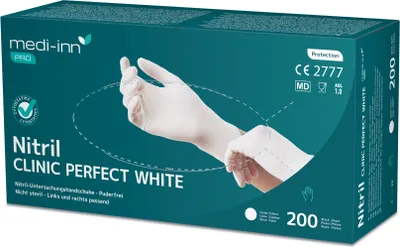 Produktbild von Medi-Inn Clinic Perfect White Nitril-Einmalhandschuhe puderfrei (L, 200 Stück)