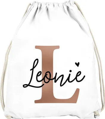 Produktbild von Kinder Turnbeutel mit Name Buchstabe Monogramm Initiale personalisierte Geschenke Mädchen Jungen SpecialMe® weiss-kupferfarben unisize