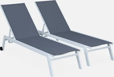 Immagine prodotto di Set 2 lettini prendisole in alluminio e textilene multiposizione, Bianco