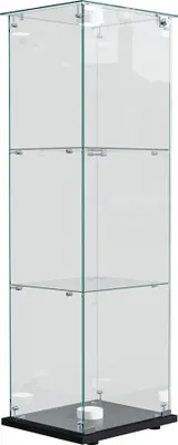 Produktbild von Glasvitrine, 3 Regale, Aufbewahrungsschrank aus Glas, LED-Vitrine, Vitrine mit Licht und Schloss, für Schlafzimmer, Wohnzimmer und Esszimmer, 35 x 39.8 x 123.3 cm