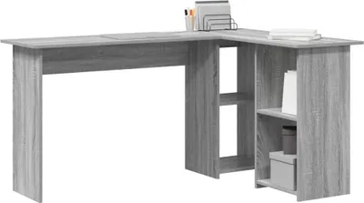 Obrázek produktu pro vidaXL Psací stůl Sonoma, šedý, 142 x 102 x 73 cm, dřevotřísková deska