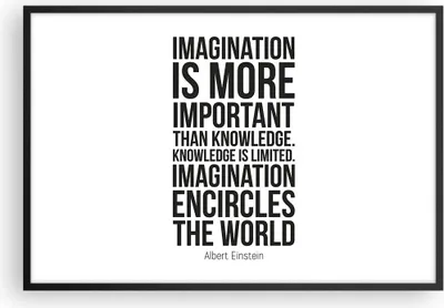 Produktbild von Gerahmtes Poster - Schwarzer Rahmen - Einstein Maxim Imagination - 91,5x61 cm - Wand Bild - Wanddeko - Wandbilder - Wandposter - Bilderrahmen - Bilder - Kunstdruck - Wandbild - P2BAA91x61-4178