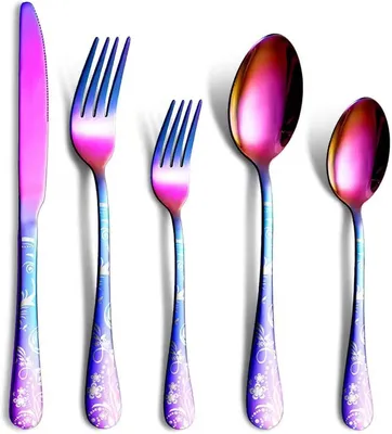 Produktbild von Besteckset 20-teilig, für 4 Personen, Edelstahl, spülmaschinenfest, Regenbogen, Camping