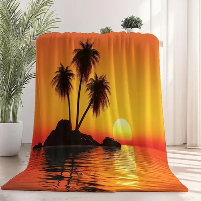 Imagen del producto de Manta de sherpa y franela para adultos y niños, ideal para usar durante el atardecer