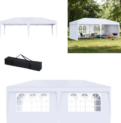 Obrázek produktu pro XMTECH skládací pavilon 3x6 m, vodotěsný, ochrana proti UV záření, výškově nastavitelný, skládací party stan, zahradní stan, outdoorový stan s přepravní taškou, bílý