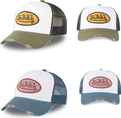 Productafbeelding van Von Dutch Originals Trucker Cap - Zomerhoed, baseballmodel, mesh, rood/olijfgroen