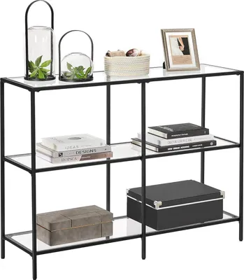 Produktbild von Songmics Konsolentisch Modern Glas Metallrahmen Schwarz