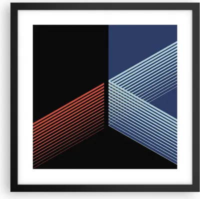 Produktbild von Gerahmtes Poster - Schwarzer Rahmen - Abstraktion Schwarz Blau - 40x40 cm - Wand Bild - Wanddeko - Wandbilder - Kunstposter - Wandposter - Bilderrahmen - Bilder - Kunstdruck - P2BAC40x40-4458