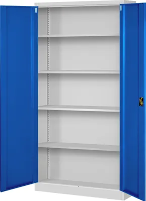 Produktbild von Aktenschrank Büroschrank Metallschrank Stahlschrank Werkzeugschrank Stahlblech Pulverbeschichtet Flügeltürschrank Abschließbar 195 cm x 90 cm x 40 cm Farbe: grau/blau