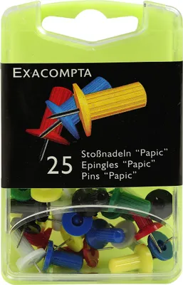 Produktbild von Exacompta Blisterbox 25x Pinnwandnadeln Papic Ø10mm Spitze 7mm sortiert 14920E