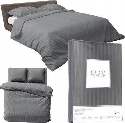 Zdjęcie produktu dla Deco4Home pościel satynowa | 220x200 cm | bawełna | ciemnoszary