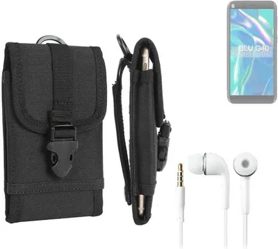 Produktbild von K-S-Trade Holster Schutz Hülle kompatibel mit BLU G40 Gürteltasche Handy Hülle Tasche outdoor Seitentasche schwarz 1x + Kopfhörer