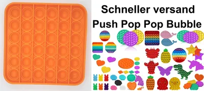 Produktbild von Push it Pop Pop up Bubble Quadrat Orange sensorisches Beruhigungsspielzeug Anti Stress beruhigend Fidget Toy tiktok Neuheit gegen Langeweile Zappeln Therapie-Spielzeug zum Drücken