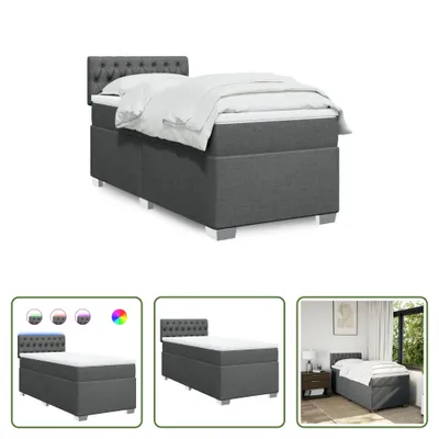 Produktbild von The Living Store Boxspringbett mit Matratze Dunkelgrau 90x190 cm Stoff