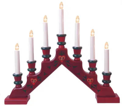 Produktbild von Best Season Fensterleuchter "Sara Tradition" 7-flammig, aus Holz,  ca. 38x43 cm, rot