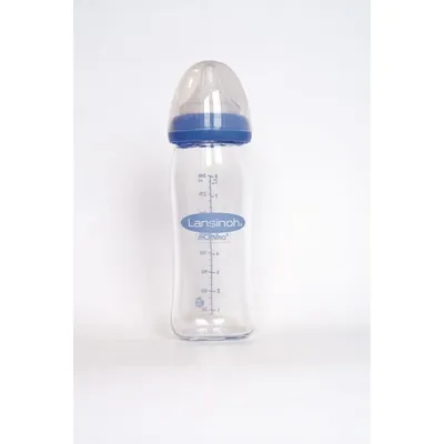 Produktbild von Lansinoh Weithalsflasche Glas 240 ml mit Sauger M 1 St