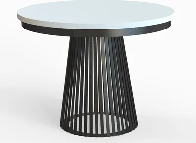 Produktbild von MEBLINI Esstisch Rund Ausziehbar aus Metall - Loft - Esszimmertisch Modern - Küchentisch - Ausziehtisch - Round Dining Table - Esszimmertische - 100-176x77cm - LAMORE - Weiß Matt/Schwarz Matt