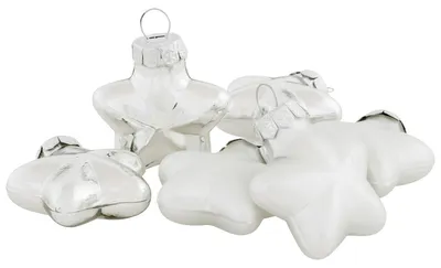 Image de Décorations de Noël étoile Ø 40 mm en argent, décoration d'arbre 15 pièces