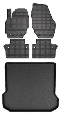 Productafbeelding van Rubberen automatten + kofferbakmat voor Volvo XC70 III 2007-2016 – 5-delig, zwart, op maat – Wielganizator SolidPRO