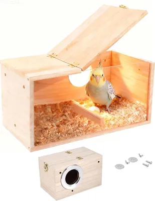 Produktbild von Vogelhaus 12x12x19.5 cm, Tannenholz, transparent, für Wellensittiche