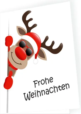 Produktbild von Weihnachtskarte Freches Rentier mit passendem Umschlag 10x Karte 10x Umschlag