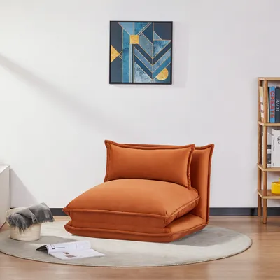 Image de Fauteuil-lit 'Umeå' 59x85,5x67 cm velours brun rouille