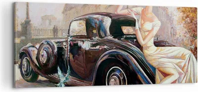 Produktbild von Bild auf Leinwand - Leinwandbild - frau retro stil - 100x40cm - Wand Bild - Wanddeko - Wandbilder - Leinwanddruck - Bilder - Kunstdruck - Wanddekoration - Leinwand bilder - Wandkunst - AB100x40-3467