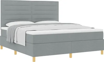 Produktbild von Boxspringbett mit Matratze Hellgrau 180 x 200 cm Stoff