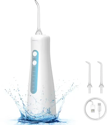Produktbild von Munddusche, Kabellose Zahndusche mit 5 Modi und 2 Düsen, 280 ml Wassertank, 2000 mAh Akku, IPX7 wasserdicht, Tragbarer Wasserflosser