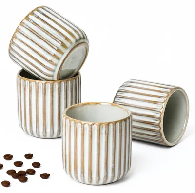 Immagine prodotto di Set di 4 tazzine per espresso - Bianco marmo, 180 ml, design moderno ed elegante