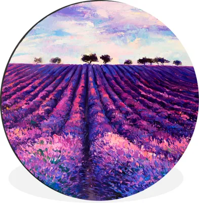 Produktbild von MuchoWow® Aluminium Wandkreis Ölfarbe - Malerei - Blumen Ø 60 cm Wanddeko Modern Wohnzimmer - Wand Kreis - Wandbild - Schlafzimmer - Aluminium Bild - Kinderzimmer - Wohnzimmer Dekoration - Wandschmuck