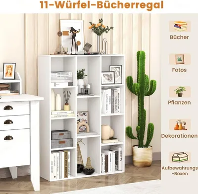 Immagine prodotto di Libreria bianca a 11 ripiani, 74x24x106 cm, autoportante