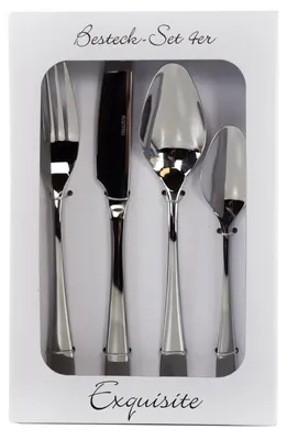 Produktbild von Besteckset aus Edelstahl in Silber 4-tlg. Essbesteck im Geschenkkarton