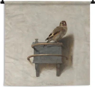 Produktbild von MuchoWow® Wandteppich Wandbehang Stieglitz - Alter Meister - Carel Fabritius 90x90 cm Tapisserie Dekoration Wandtuch - Wandaufhänger