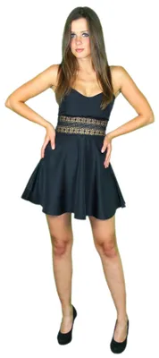 Produktbild von y Sommerkleid kurz Strandkleid Partykleid Cocktailkleid schwarz, Größe:M