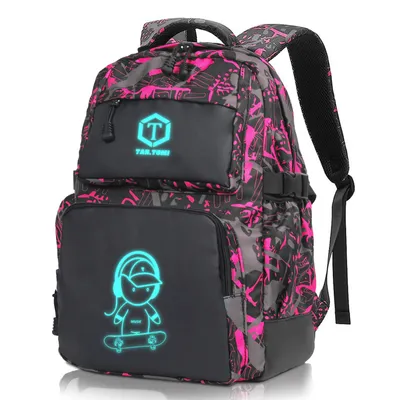 Produktbild von Schulrucksack Rucksack Jungen Schulrucksack Mädchen Teenager Jugendliche Daypacks, Kinder Reflektierender Schultasche Outdoor Camping Groß