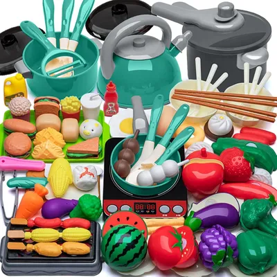 Zdjęcie produktu dla Akcesoria do kuchni dla dzieci, zestaw 76-elementowy, garnki i patelnie, zestaw do zabawy w gotowanie dla dzieci