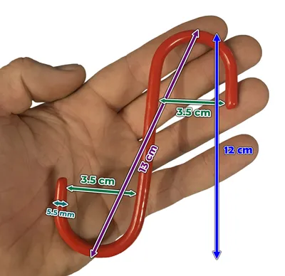 Obrázok produktu pre Sada 20 kovových háčikov v tvare S (12 cm, izolované, červené)