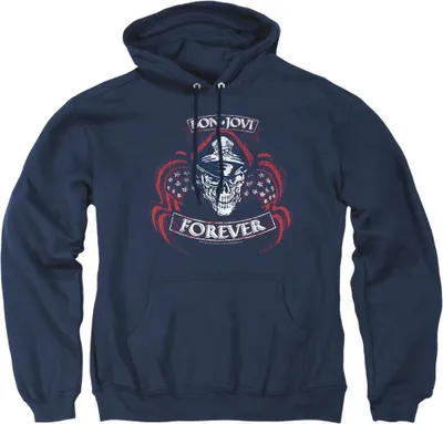Immagine prodotto di Bon Jovi - Felpa con cappuccio "Forever Skull" per uomo/donna Unisex TV21086 (L) (Navy)