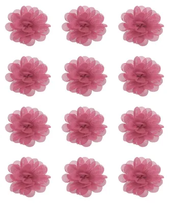12 Chiffon Blumen 5 cm, rosa, DIY Applikationen