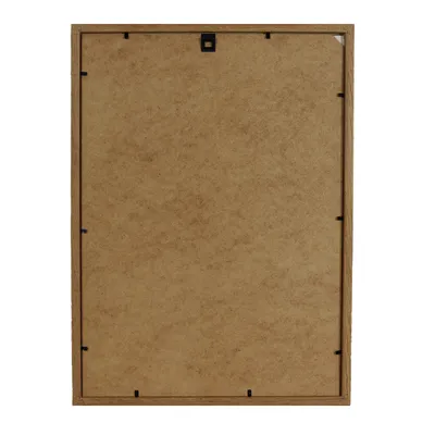 The back of a picture frame is shown against a white background.