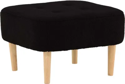 Produktbild von FURNLUX Hocker Salina Schwarz Und Eiche 60cm / Hauptfarbe: Schwarz / Abmessungen: 60 x 60 x 28 cm