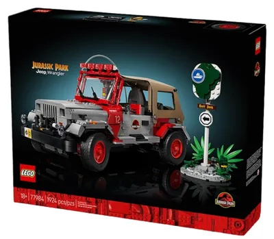 Productafbeelding van LEGO Jurassic World: Jurassic Park Jeep Wrangler - Modelauto bouwpakket voor volwassen autoliefhebbers - Inclusief lier, stoffen kap en een Dennis Nedry minifiguur - DIY cadeau voor filmliefhebbers - 77984