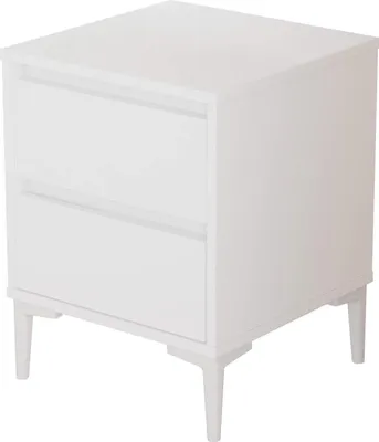 Image de Table de nuit avec 2 tiroirs Rebecca Mobili Hayl 58,5x45x45 Panneau de particules PVC Blanc Moderne