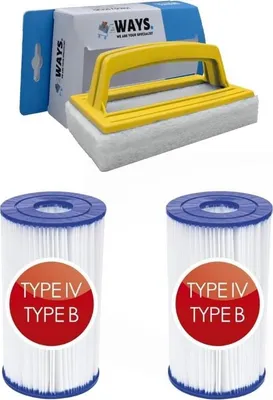Produktbild von Bestway - Typ IV-Filter geeignet für Filterpumpe 58391 - 2 Stück & WAYS Scheuerbürste